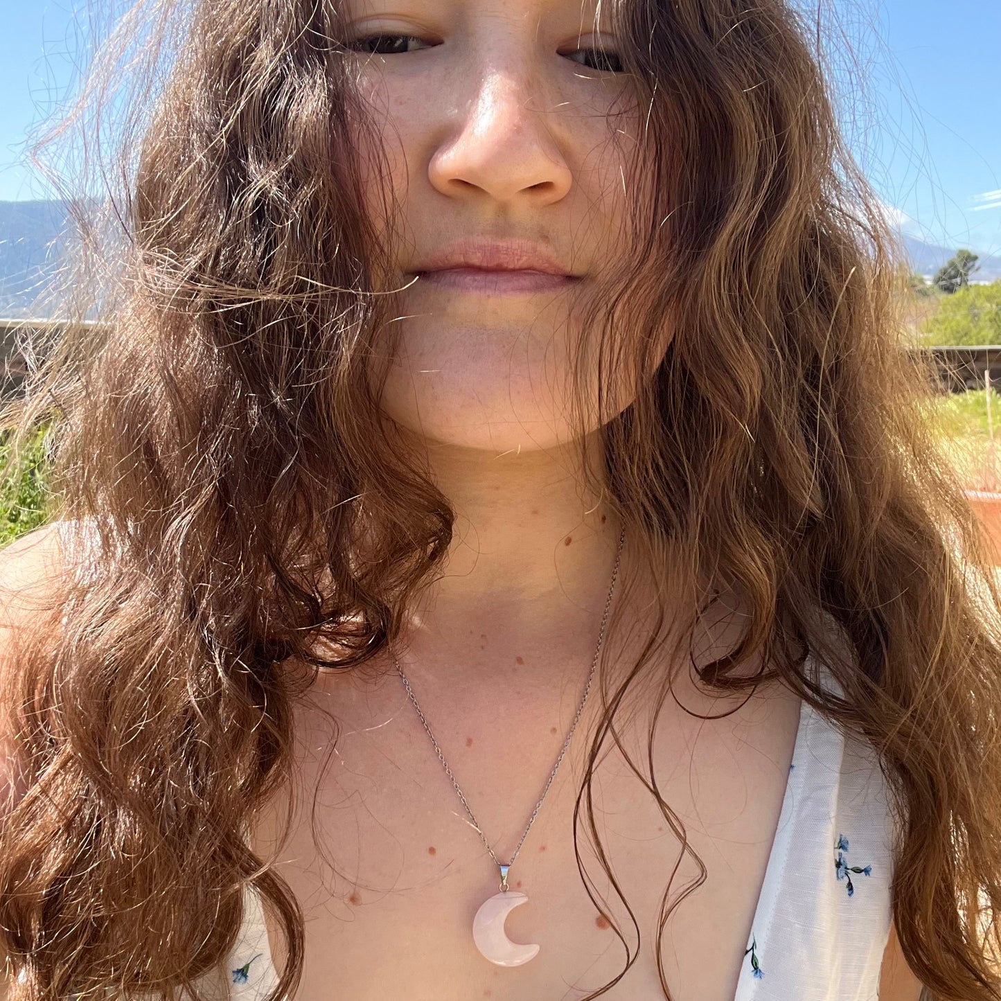 Rose Quartz Moon Necklace