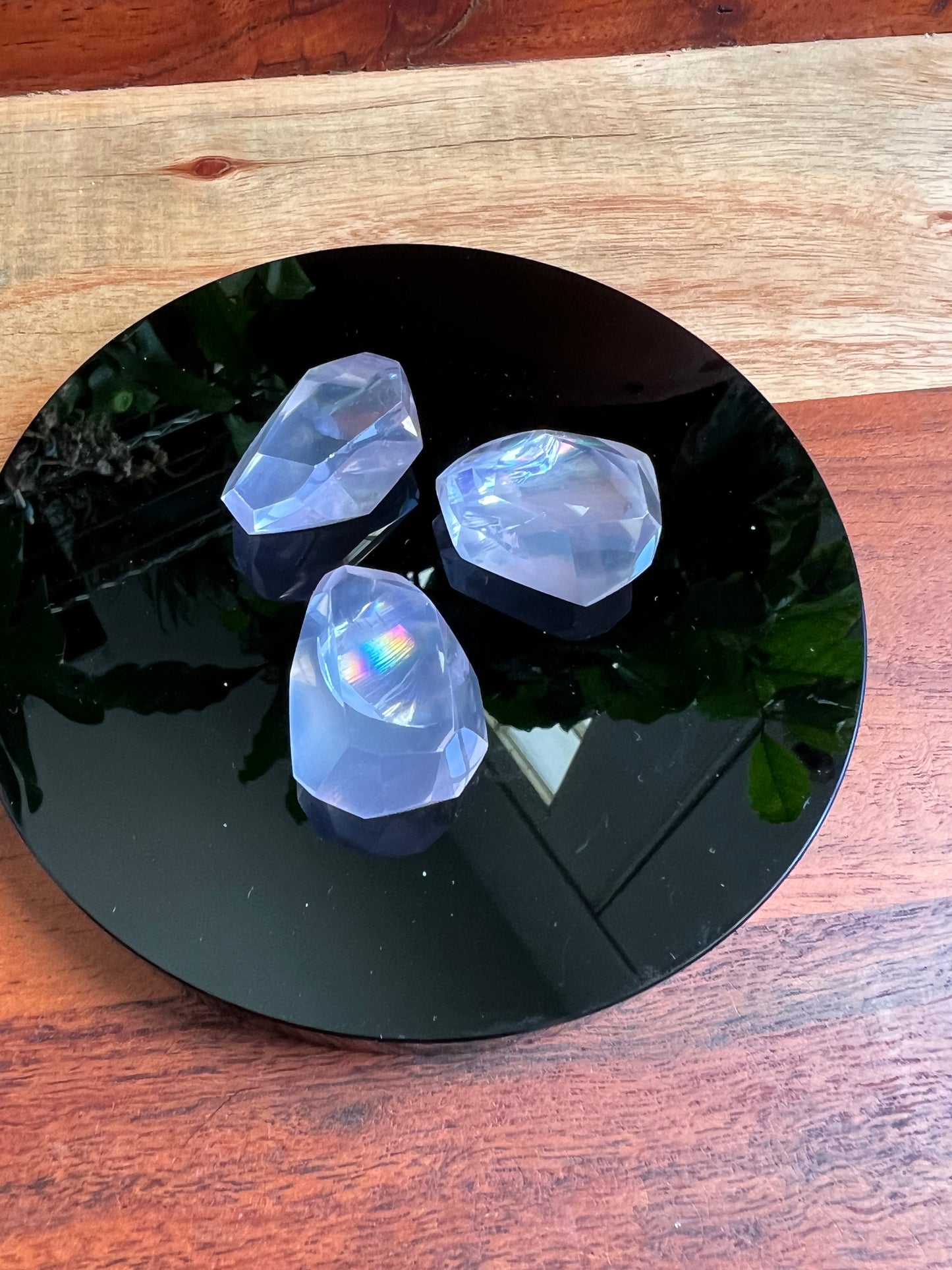 Rose Quartz Rainbow Faceted Freeform