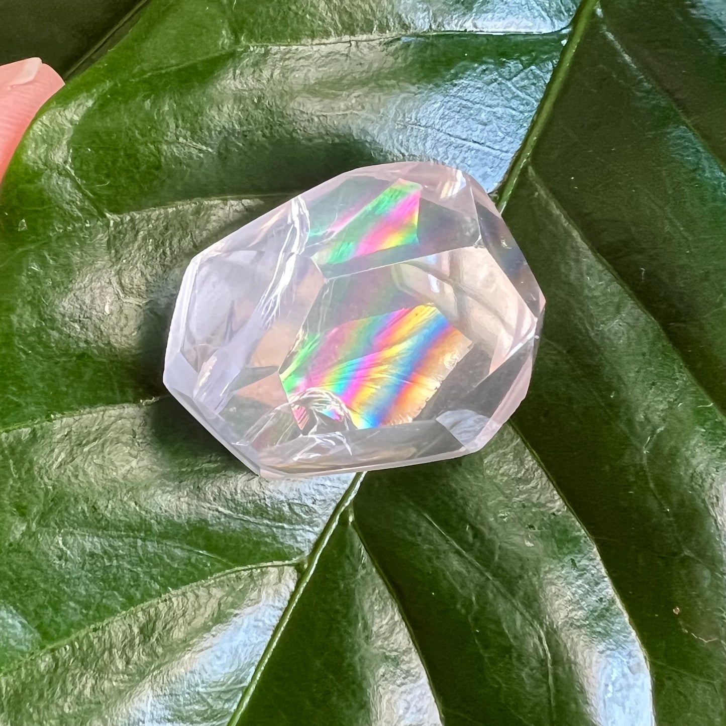 Rose Quartz Rainbow Faceted Freeform