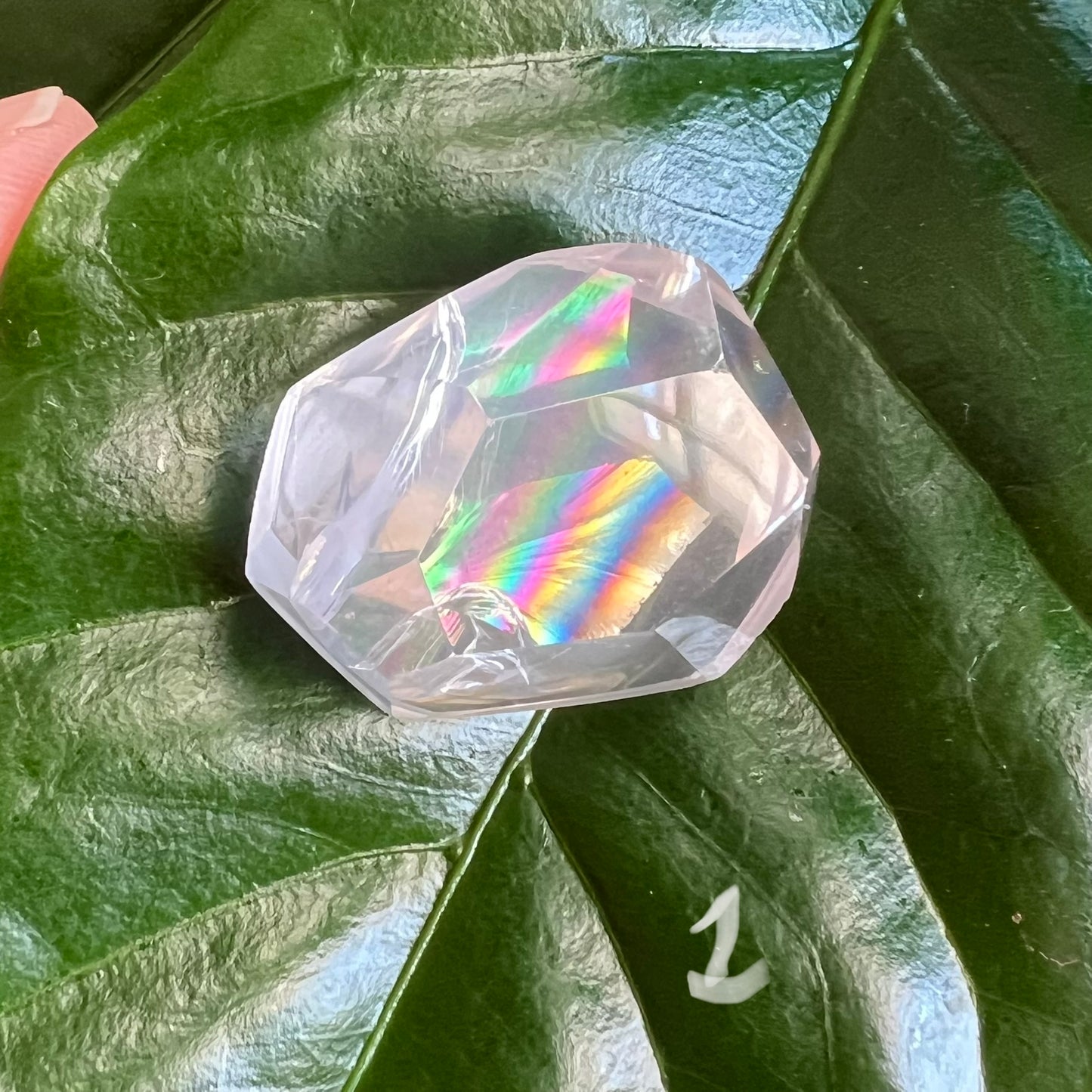 Rose Quartz Rainbow Faceted Freeform