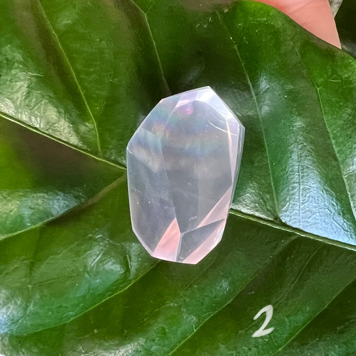 Rose Quartz Rainbow Faceted Freeform