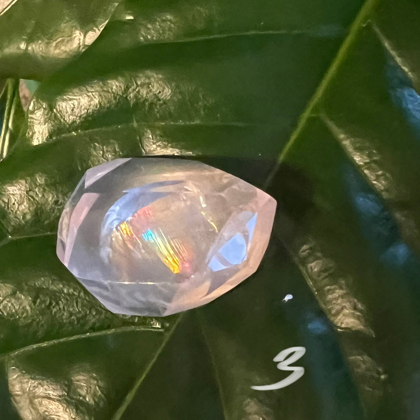 Rose Quartz Rainbow Faceted Freeform
